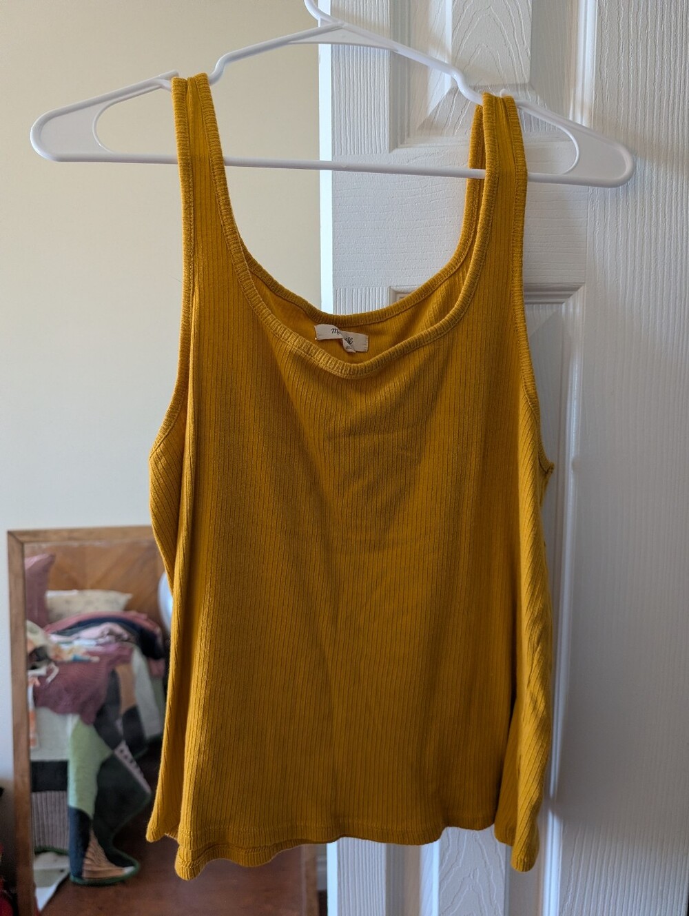 Madewell Ribbed Scoop Tank in Mustard